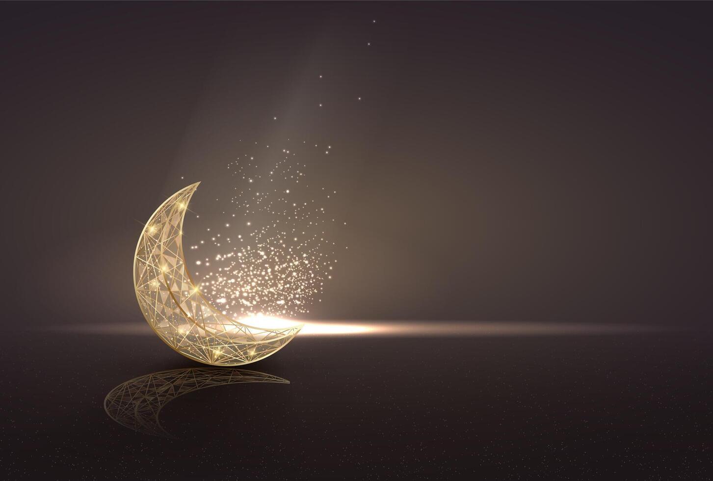 islamic greetings template design with unique line art crescent moon vector