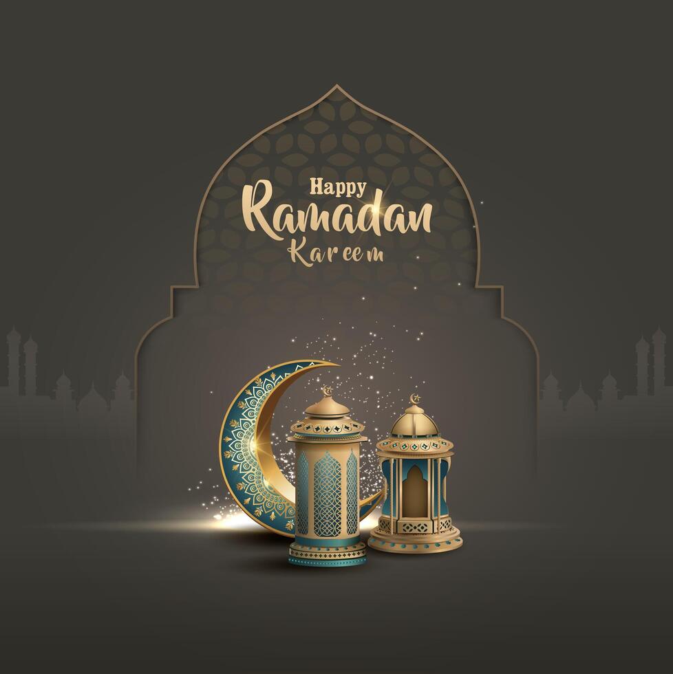 islamic background ramadan kareem card design vector