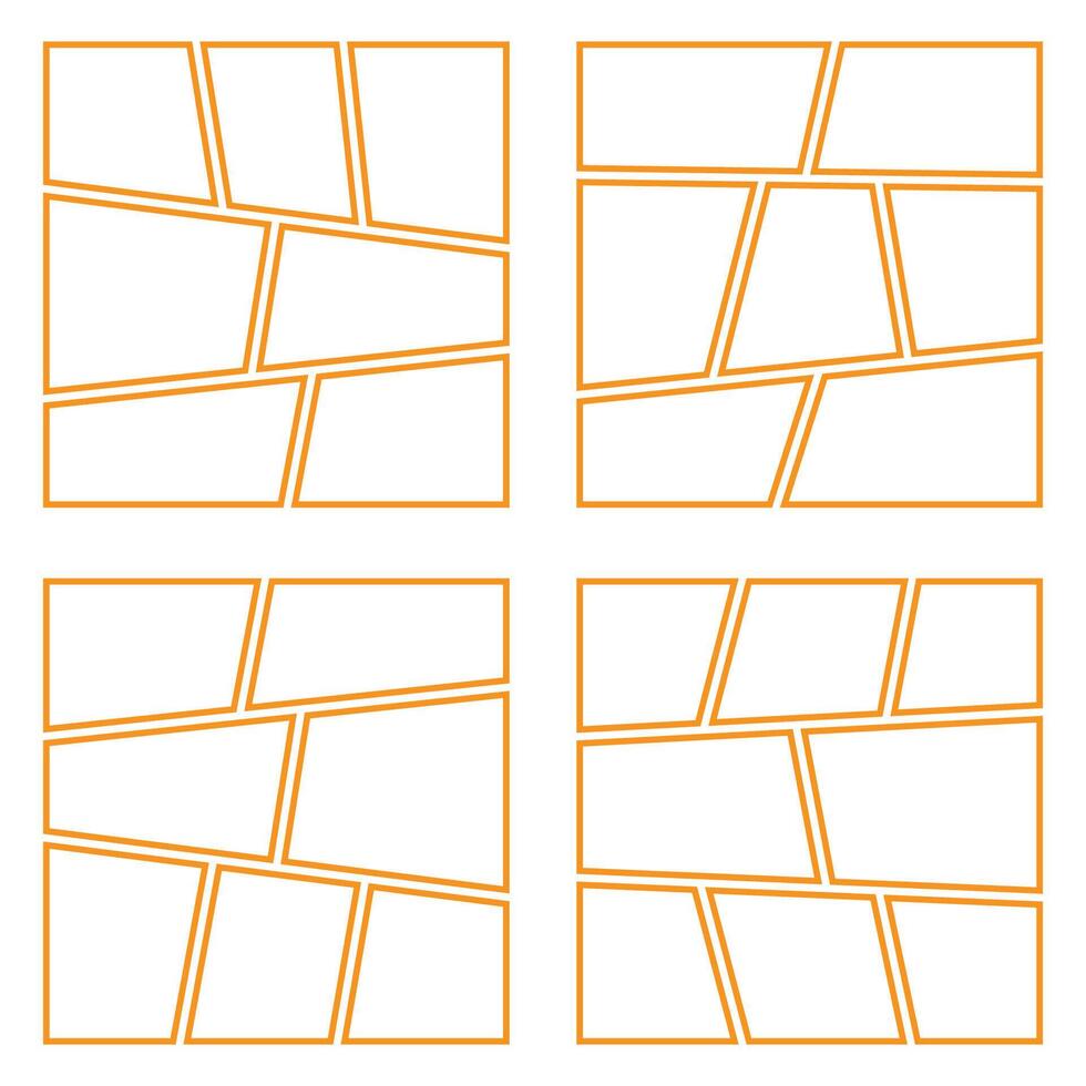 Set of collage grid comic divider blank template isolated vector