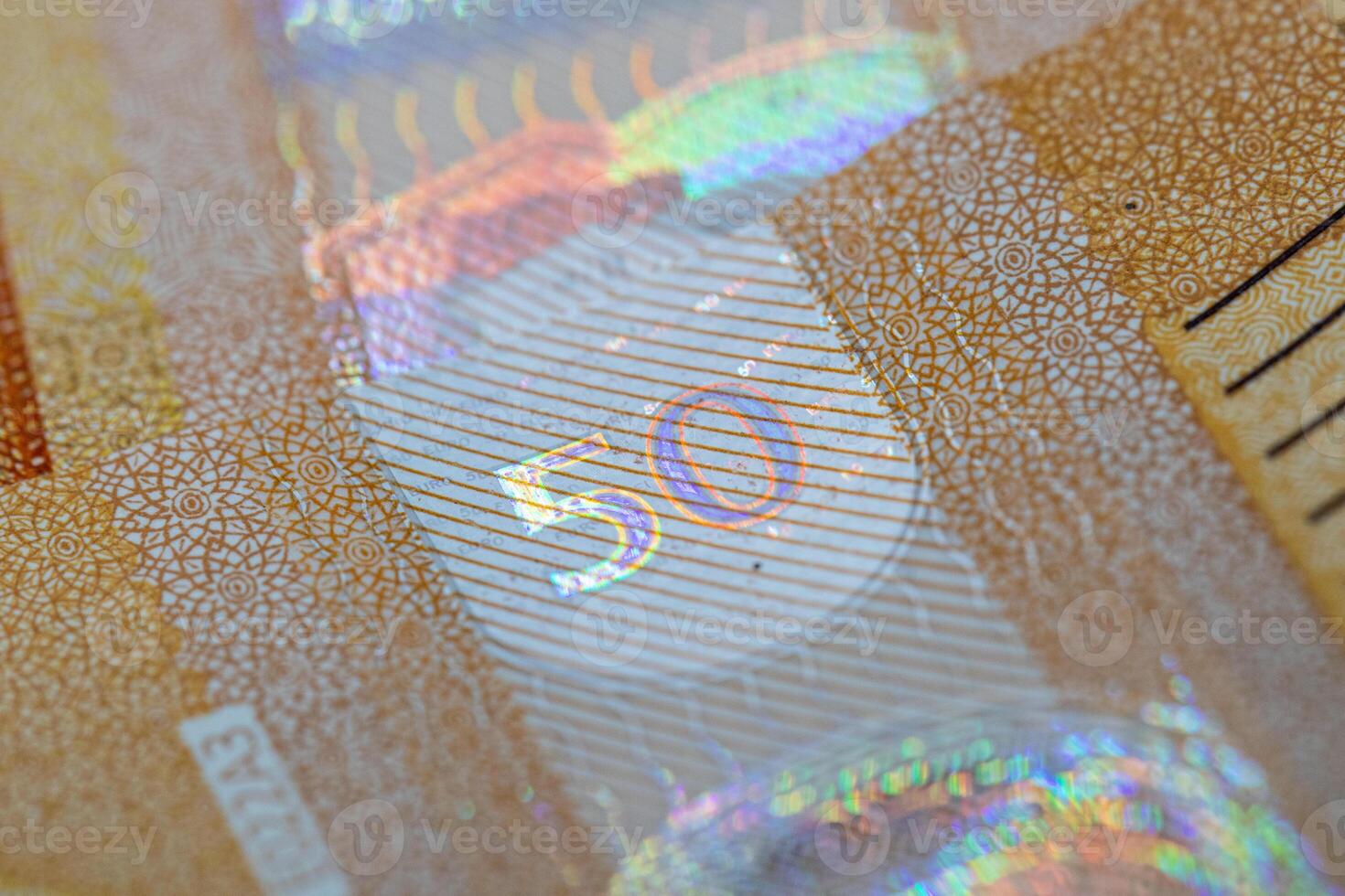 Fifty Euro Banknote Security Feature Detail photo
