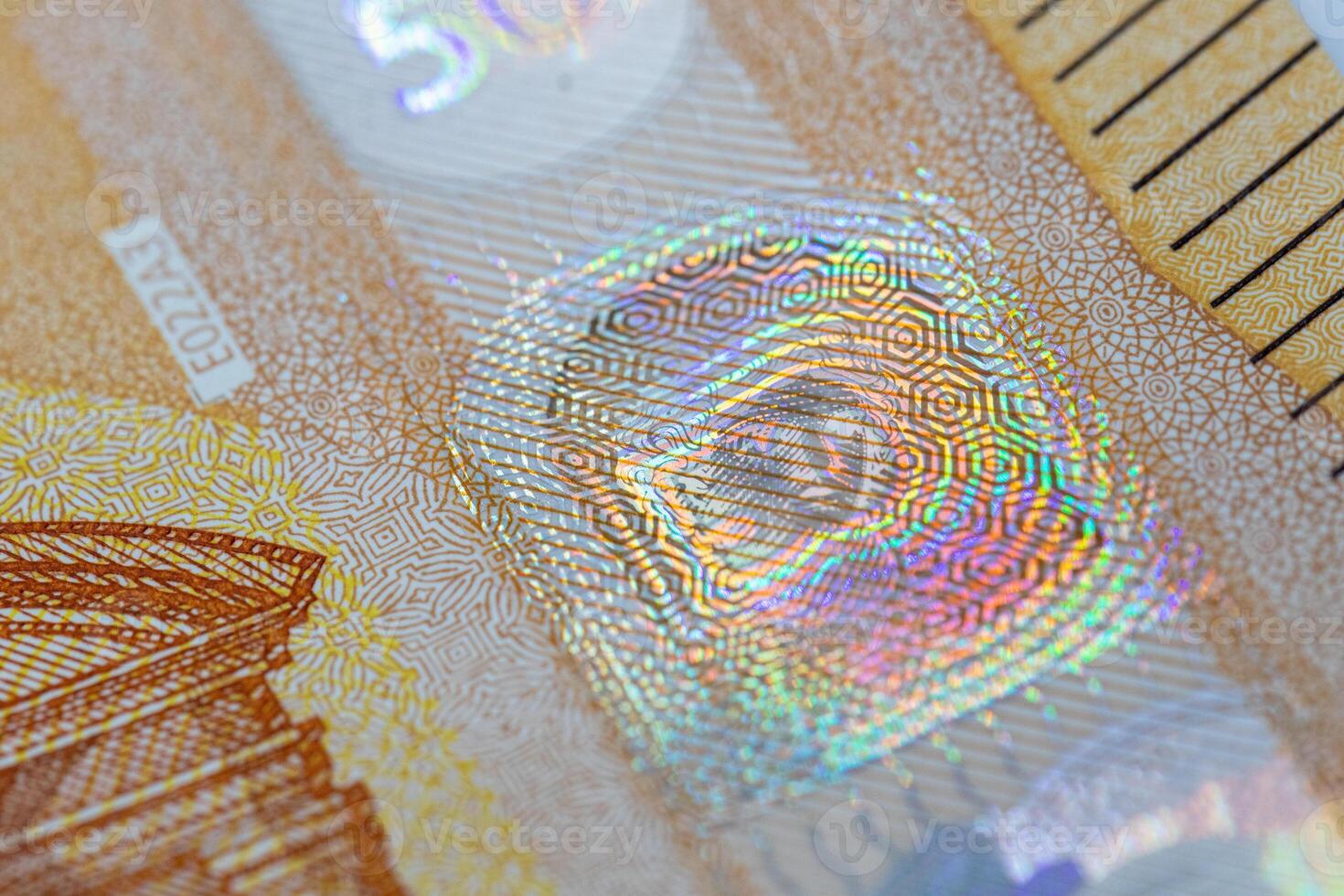 Banknote Security Feature Iridescent Foil and Geometric Patterns photo
