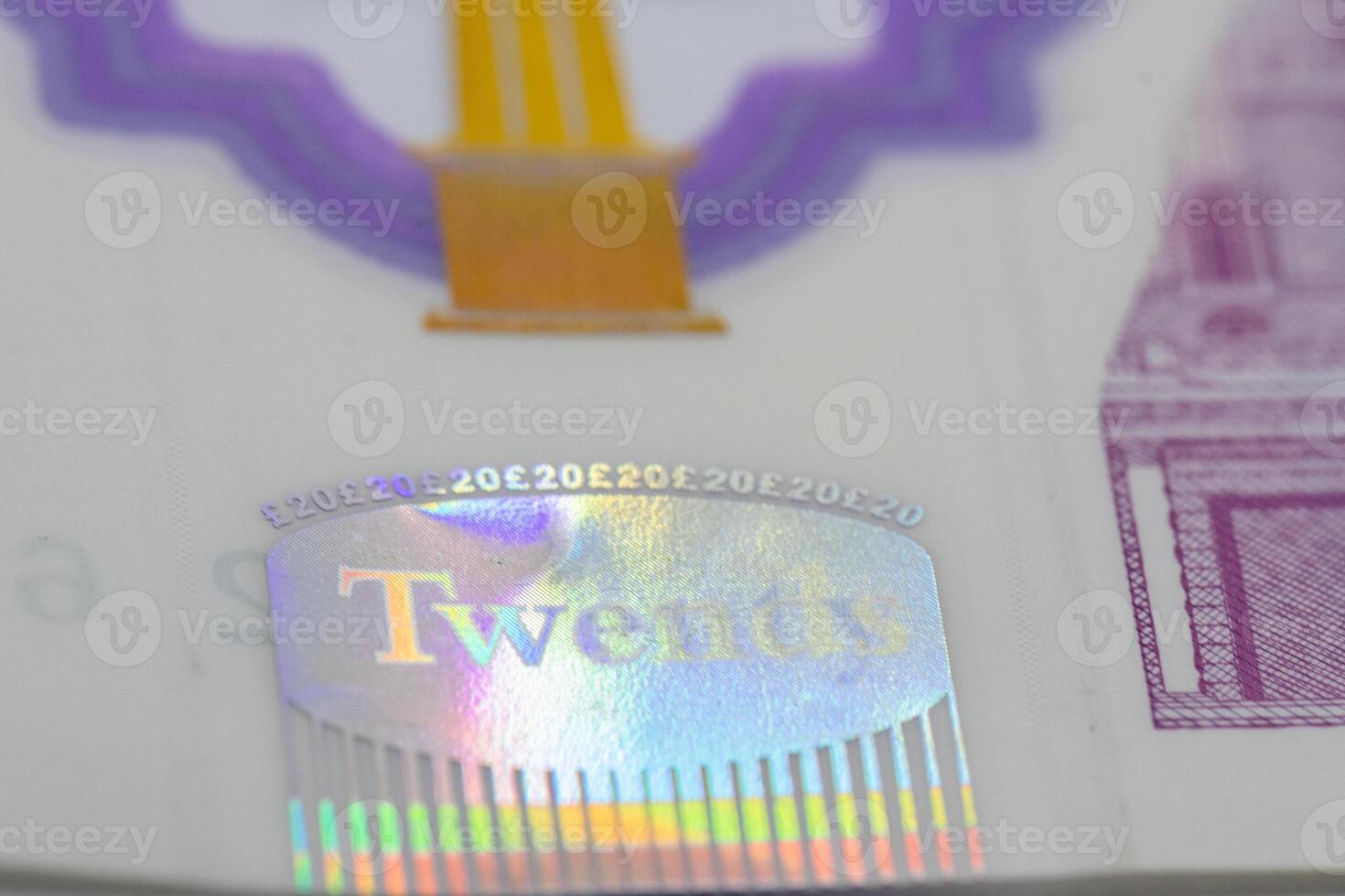 Holographic Security Feature on Twenty-Pound Note Detail photo