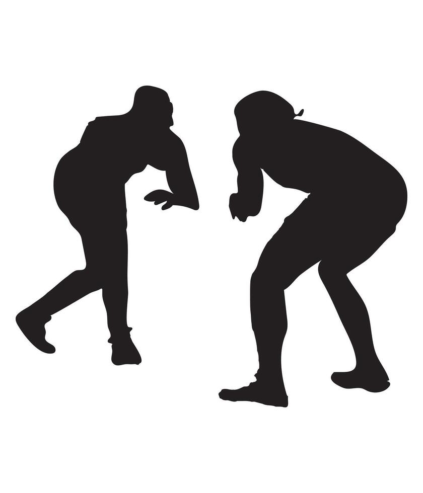 Two men are playing a sport in silhouette vector