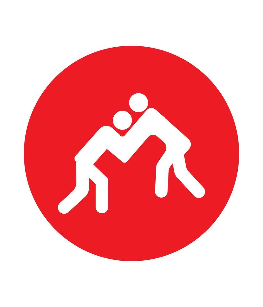 Two people wrestling icon illustration vector