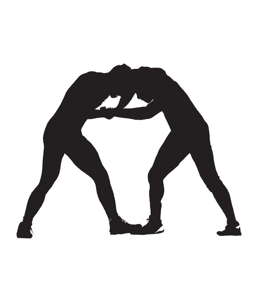 Two people wrestling on a white background vector