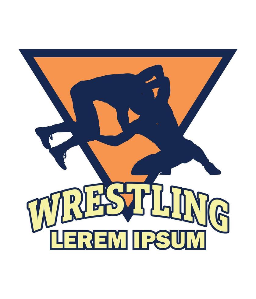 wrestling custom text logo with two wrestlers on a white background vector