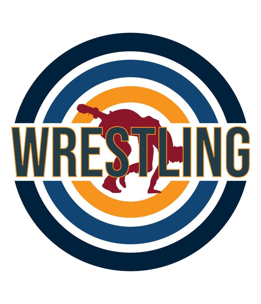 the wrestling logo with a man in the middle vector