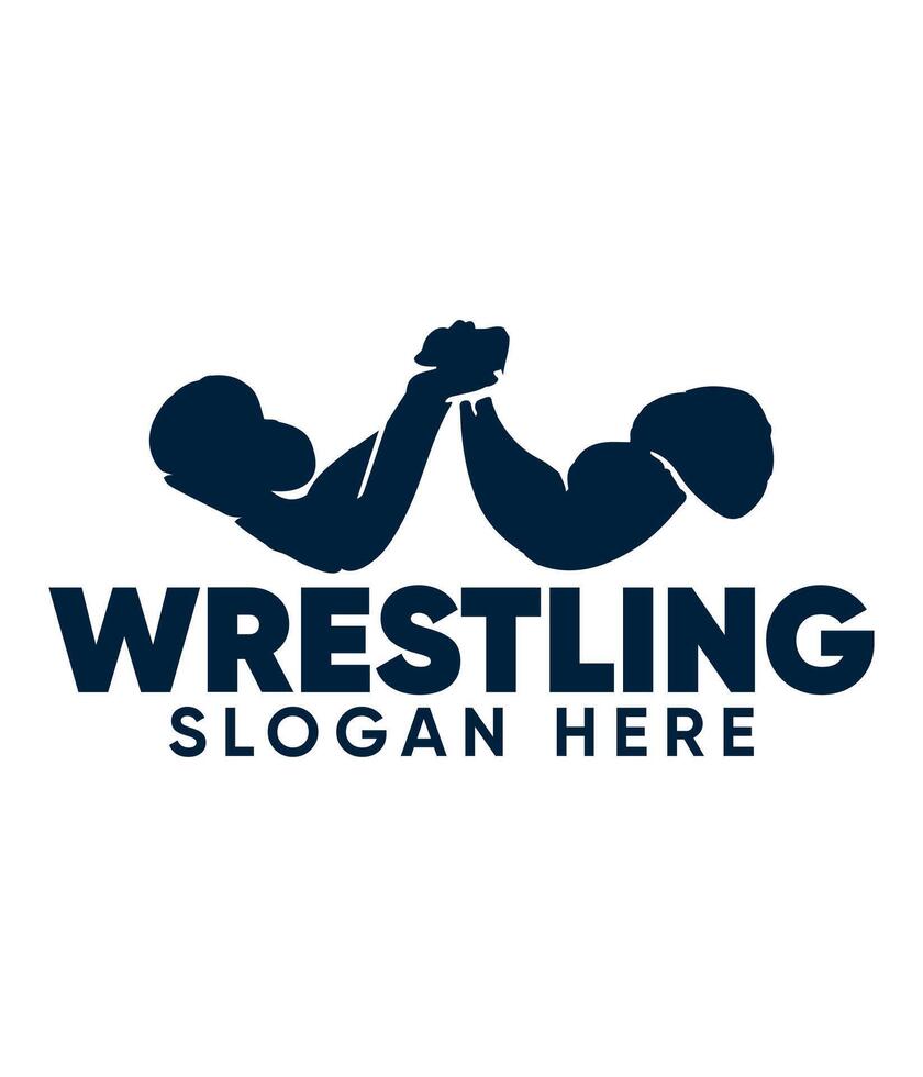 wrestling logo with two hands holding each other vector