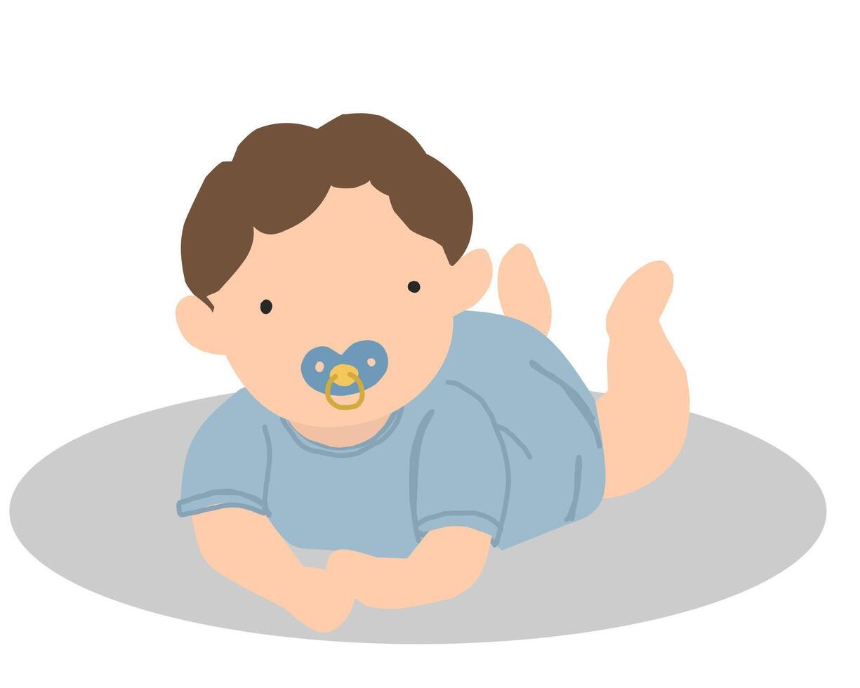 Cute Baby Illustration With Pacifier vector