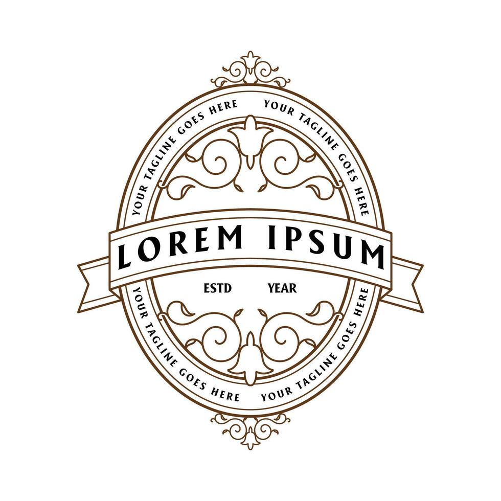 Circular Ornament Border Frame Royal Badge Emblem Stamp Ribbon Label Logo Design vector
