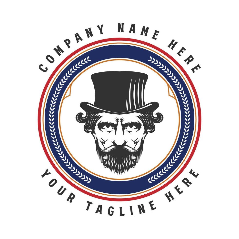 Beard Man with Lincoln Victorian Felt Top Hat Silhouette Gentleman Fashion vector