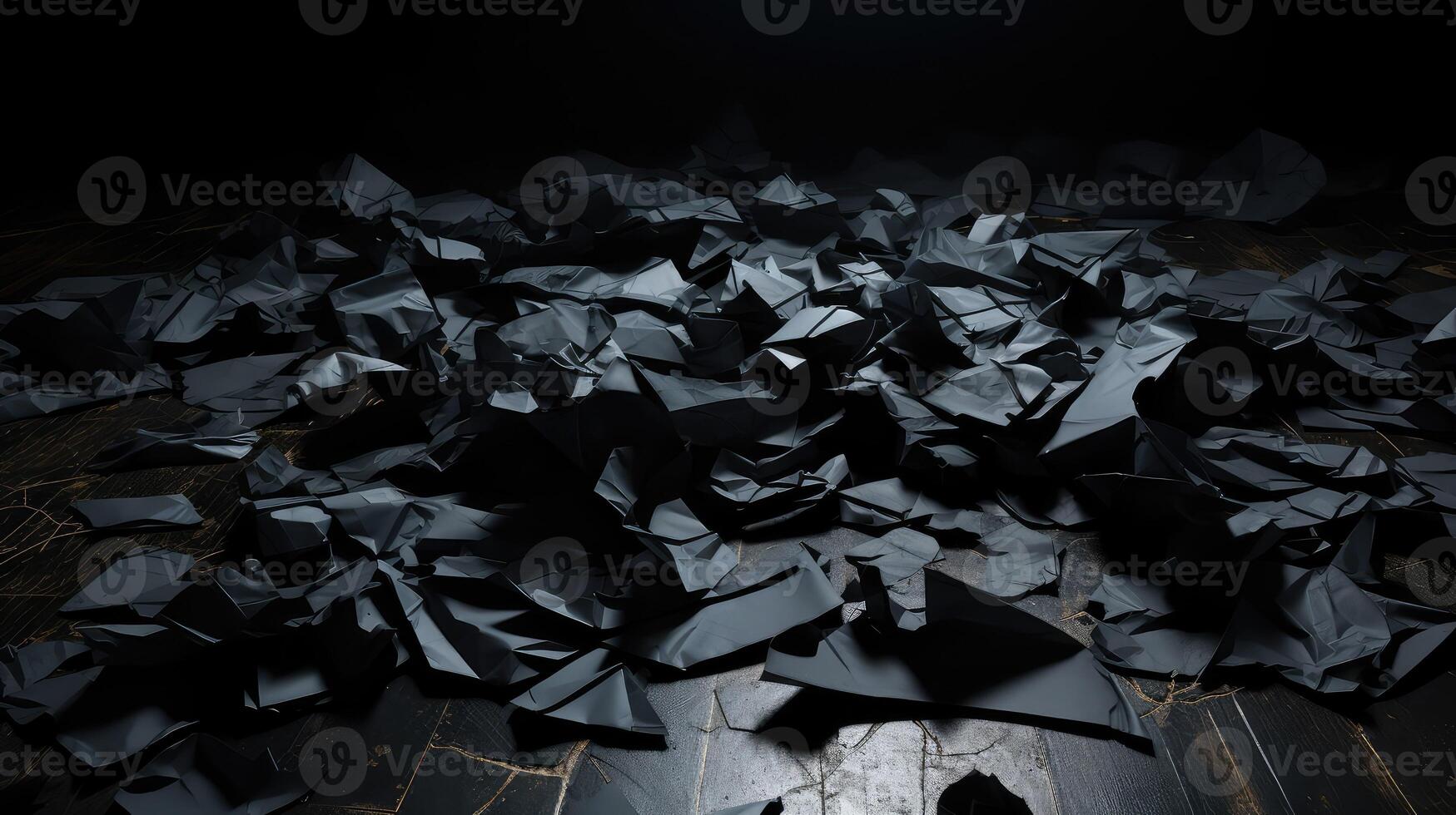 messy crumpled paper black photo