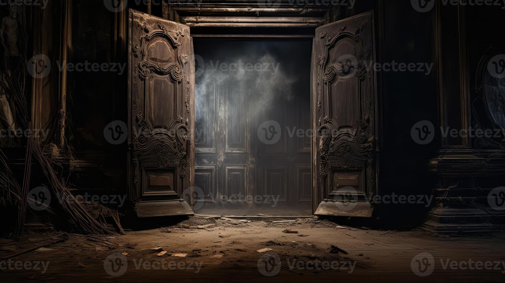 wooden old open door photo