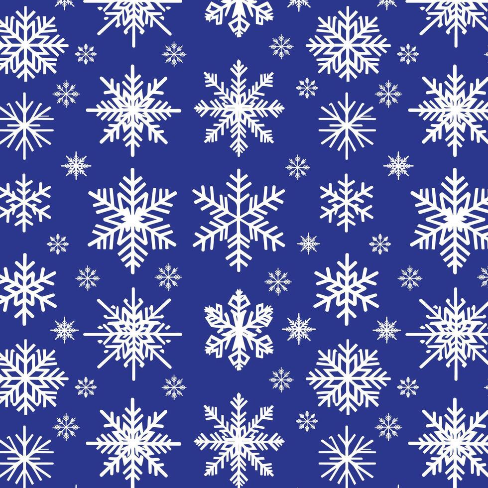 pattern with white snowflakes on blue background. vector