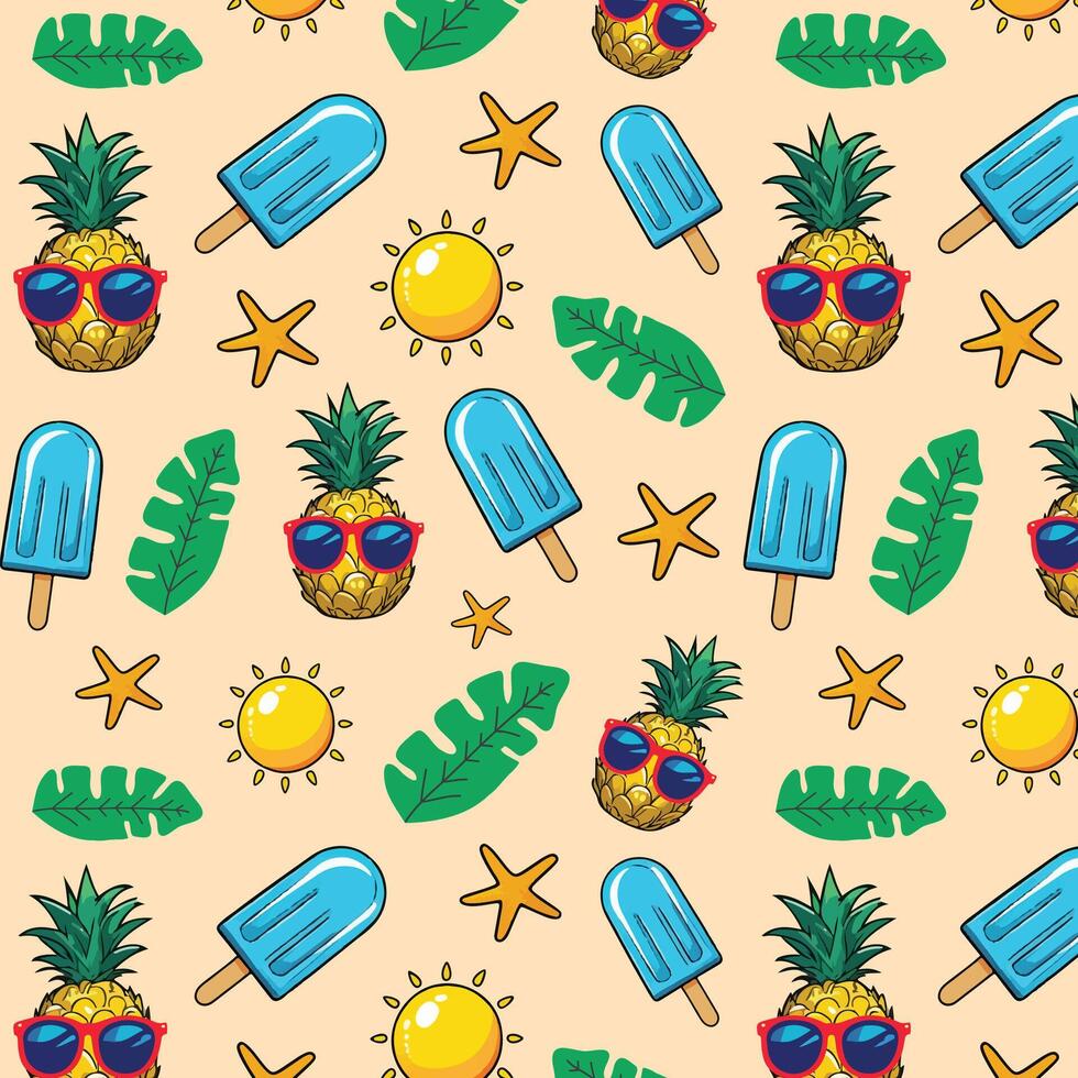 Summer pattern with ice cream, vector