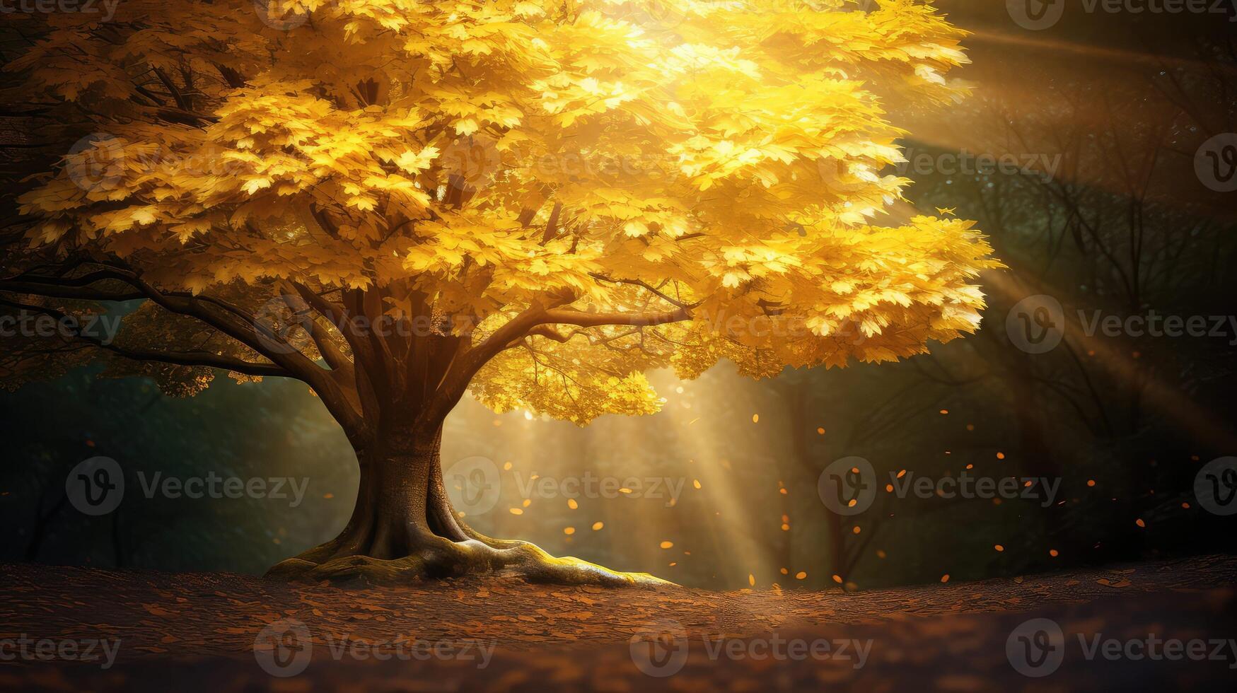 forest gold tree photo