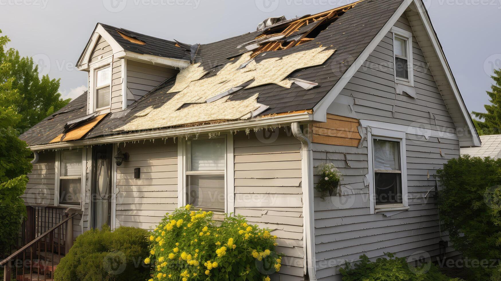 shingles hail damage to house photo