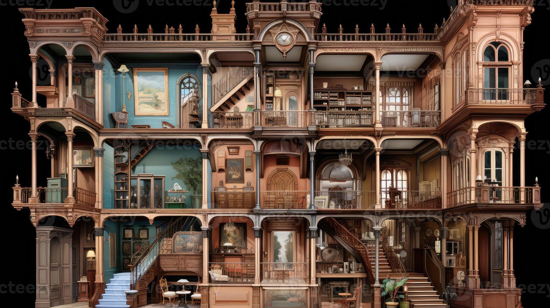 staircase house cross section photo