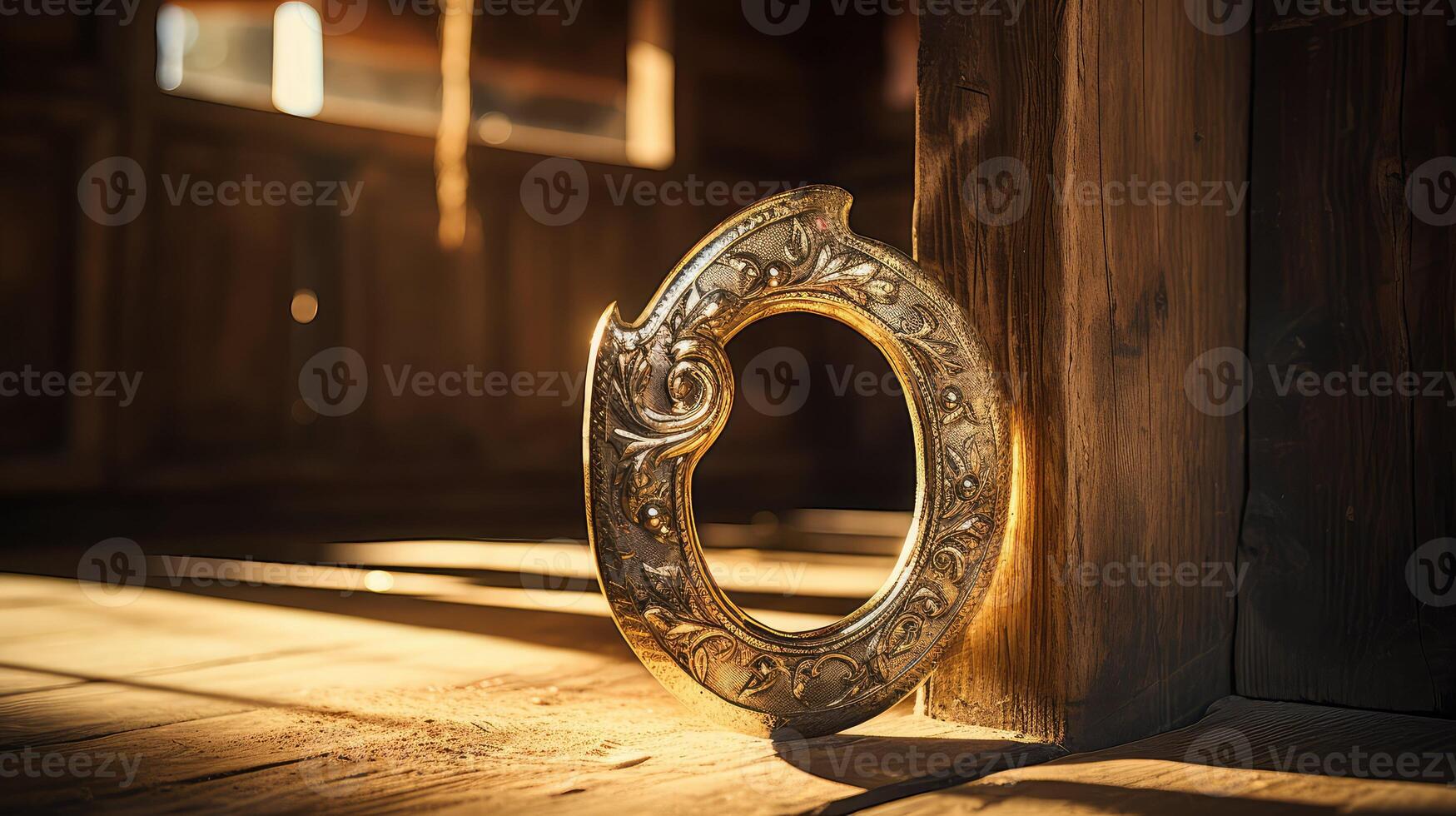 wooden gold horseshoe photo