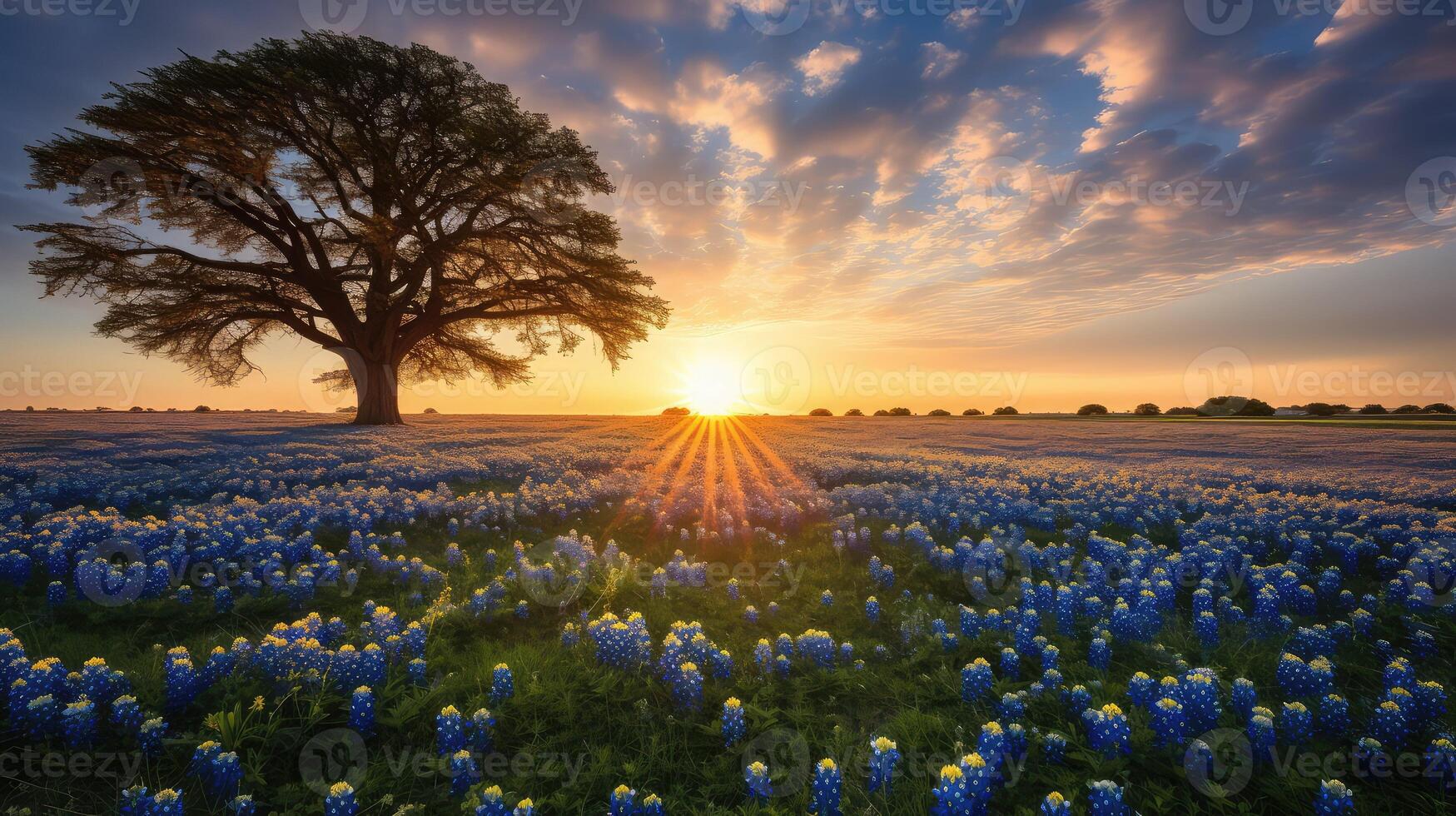 landscape blue bonnet field photo
