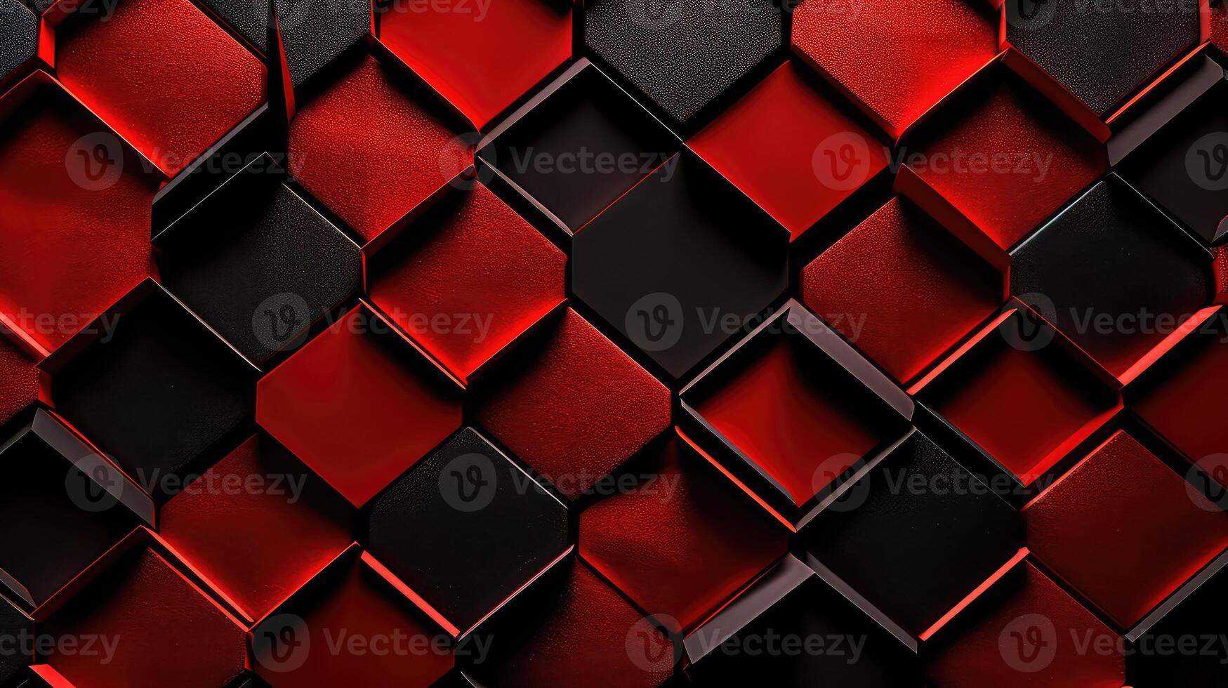 hexagons geometric background black and red photo