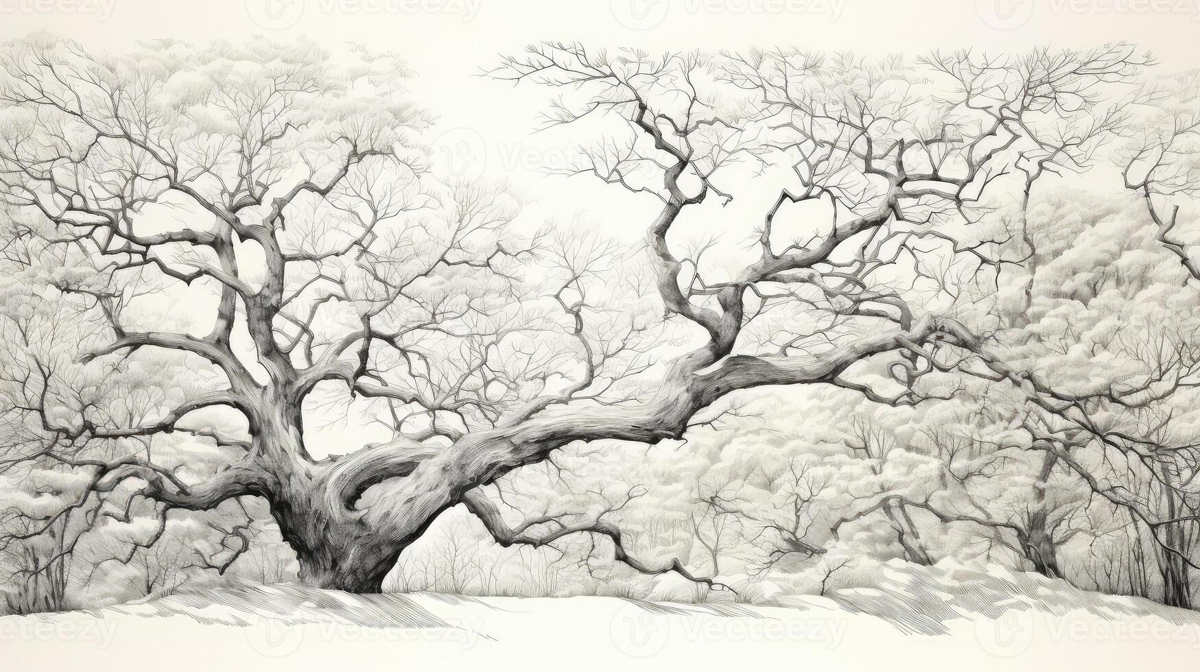intricate line drawing trees photo