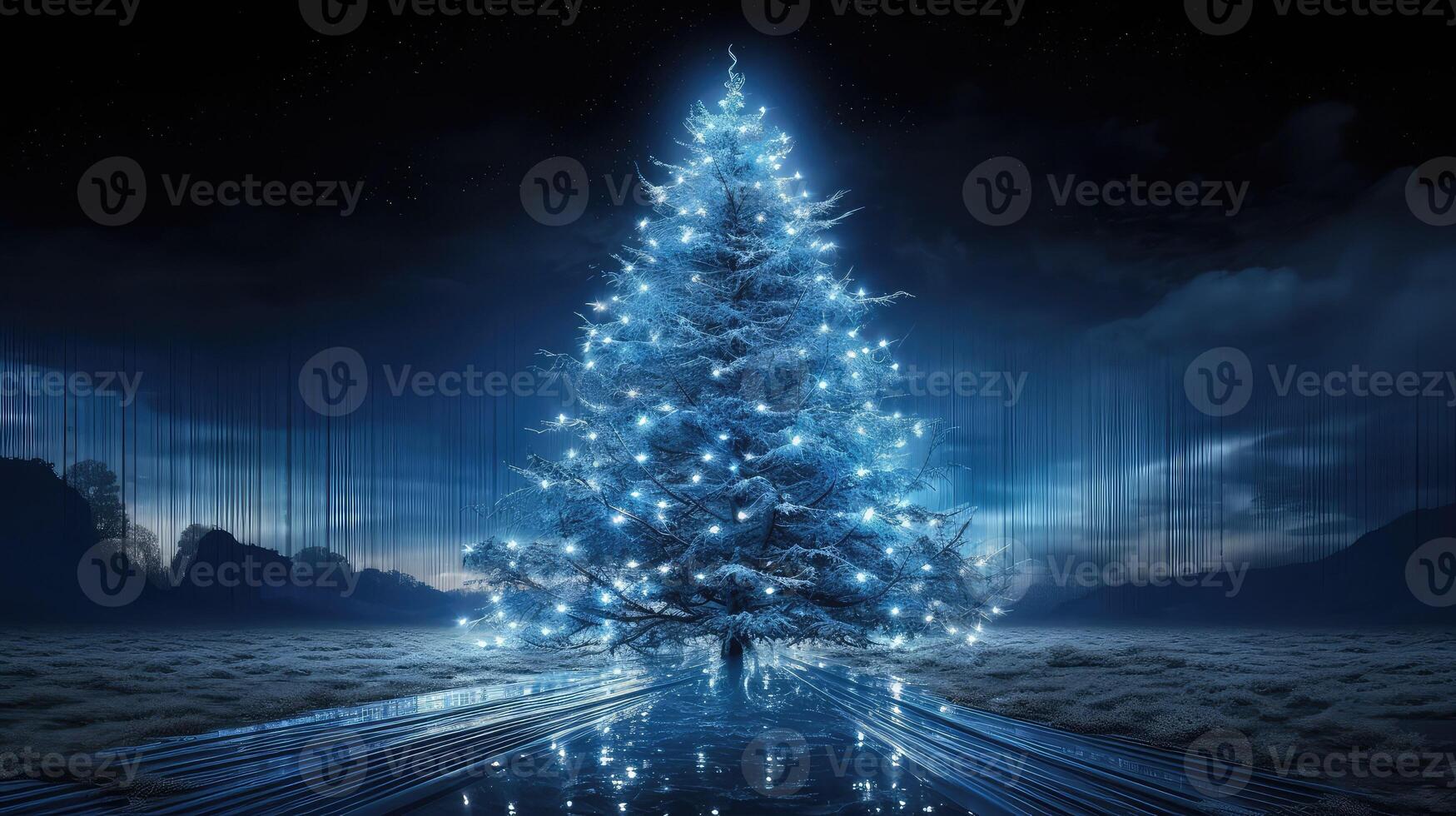unique christmas tree blue photo