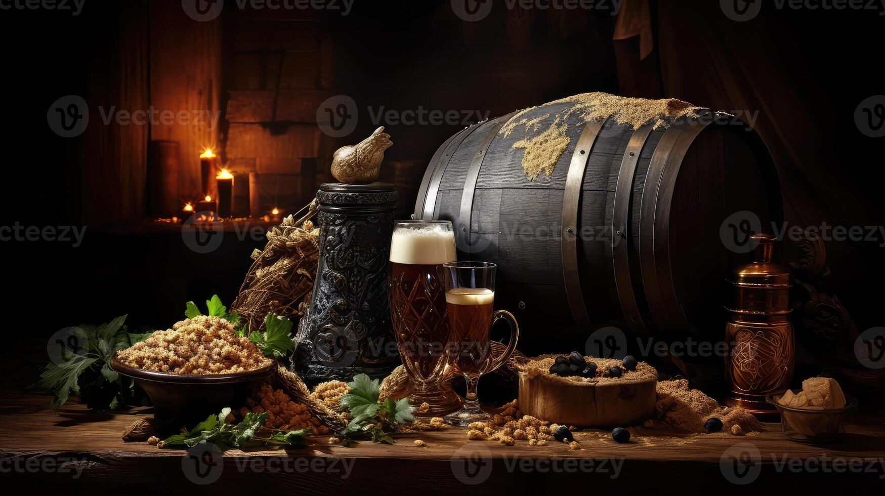 barrel dark lager beer photo