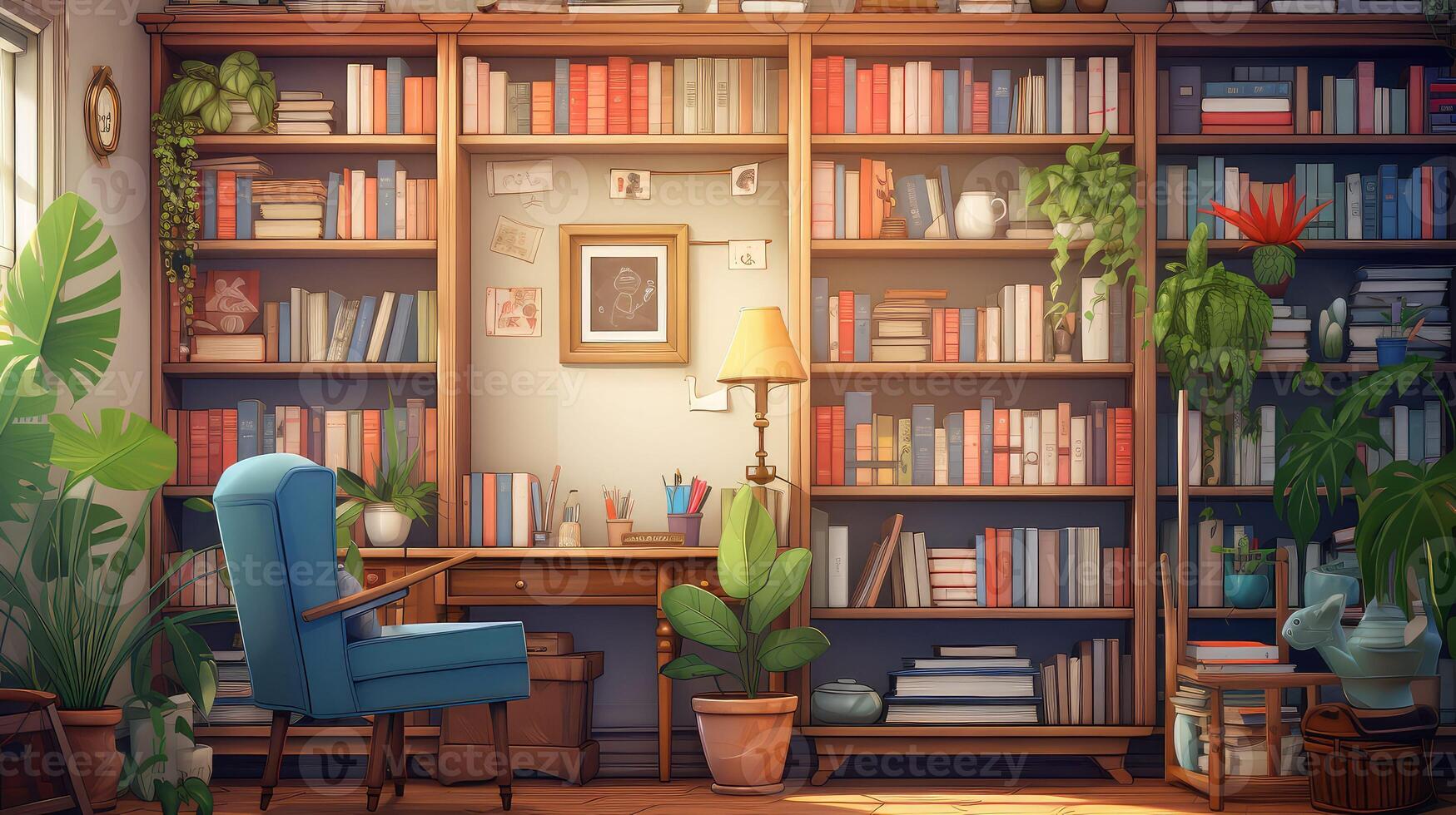 colorful bookshelf office background photo