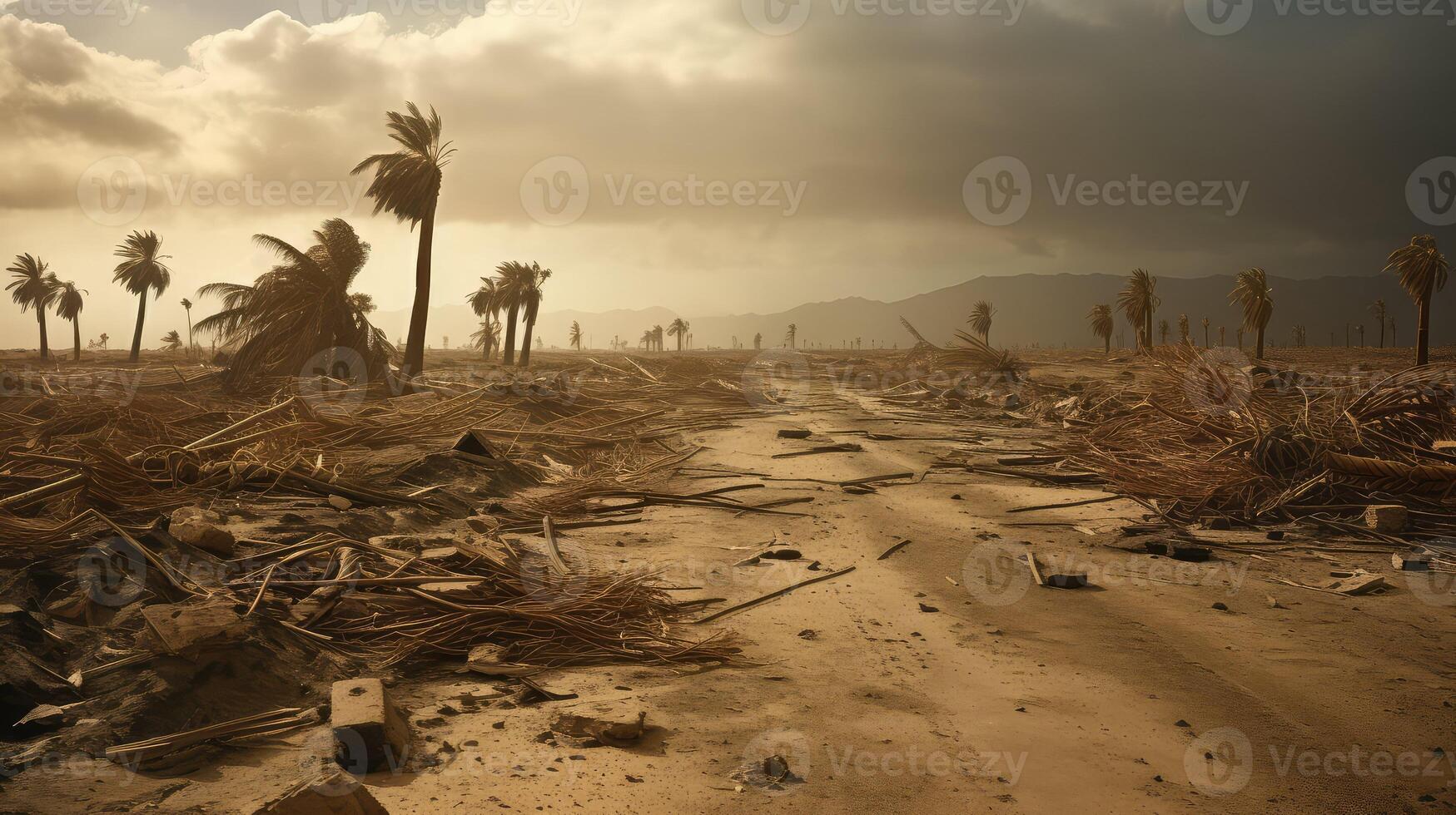 disarray palm trees storm photo