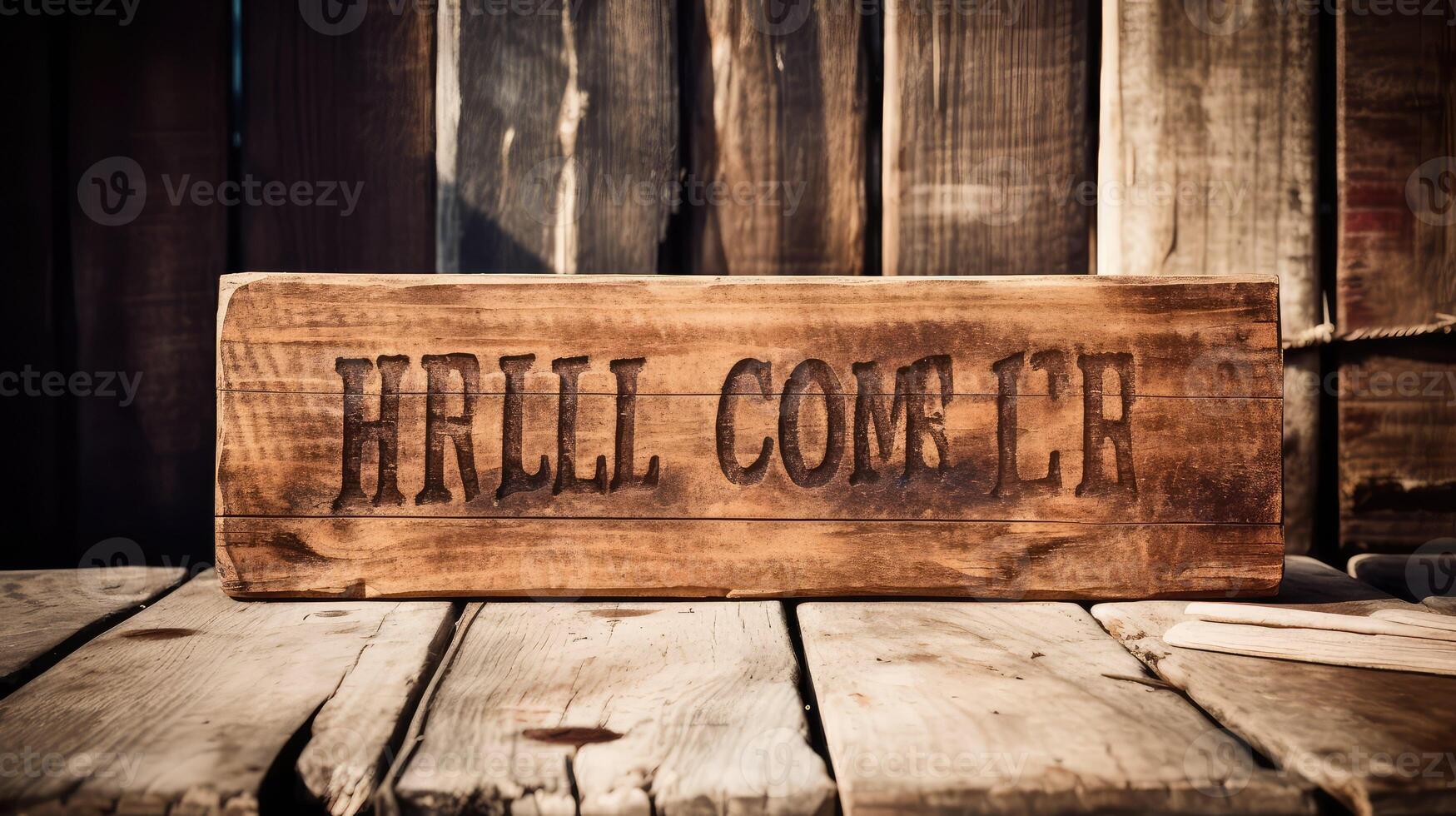 bold wood lettering photo