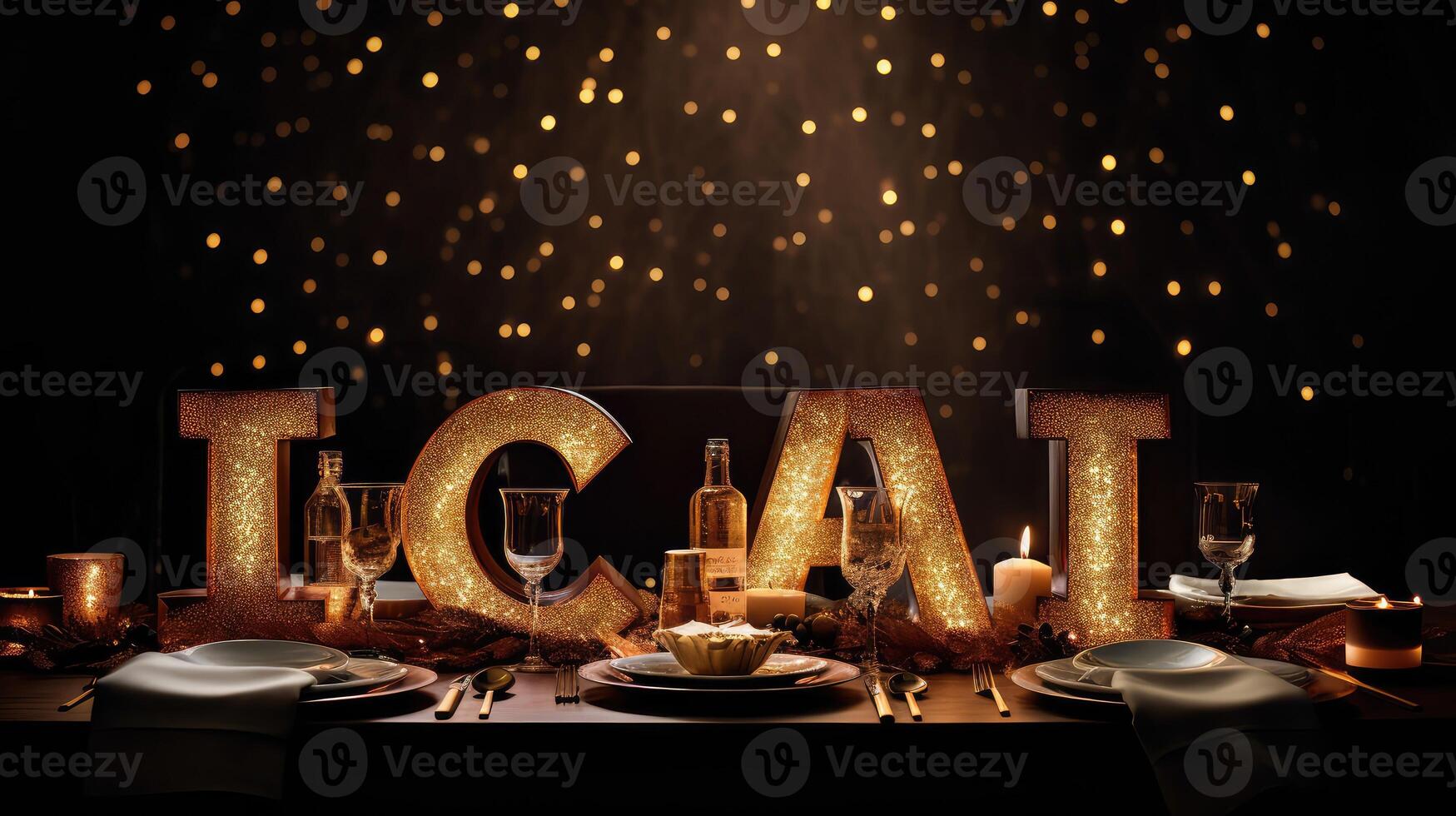 setting gold sparkle letters photo