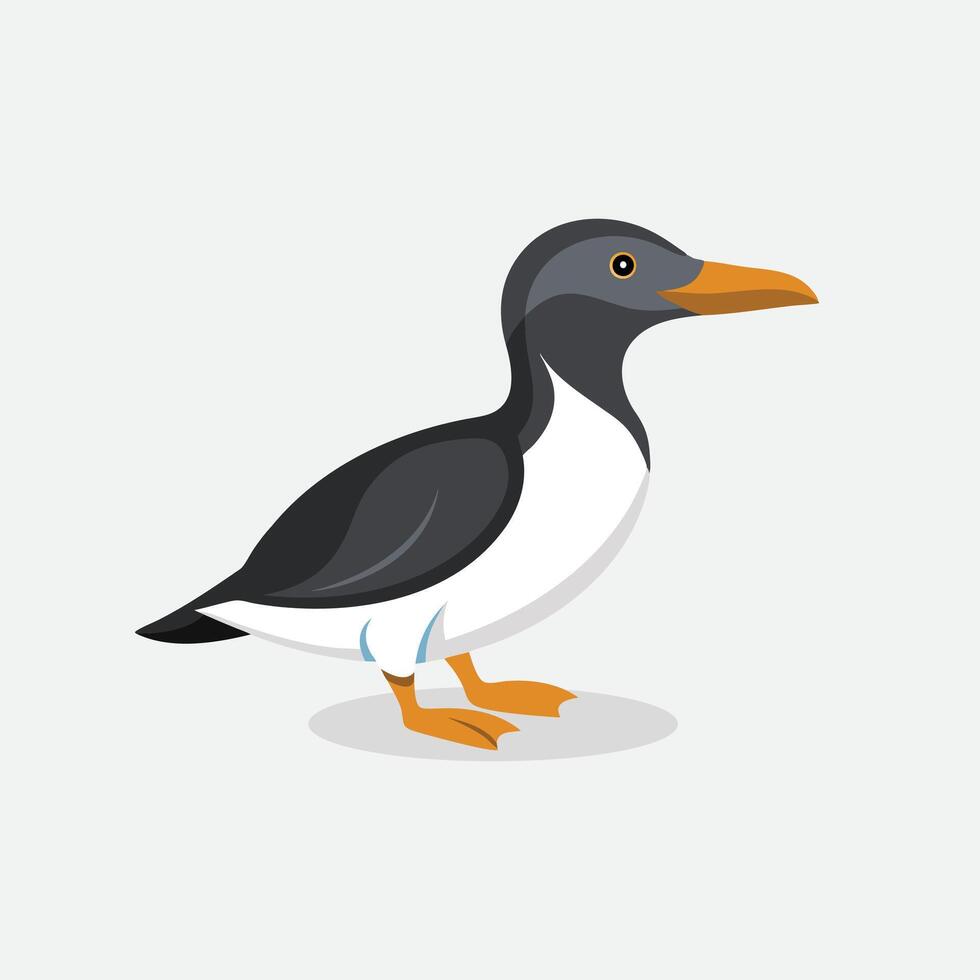 Great Auk under water animal isolated flat illustration on white background. vector