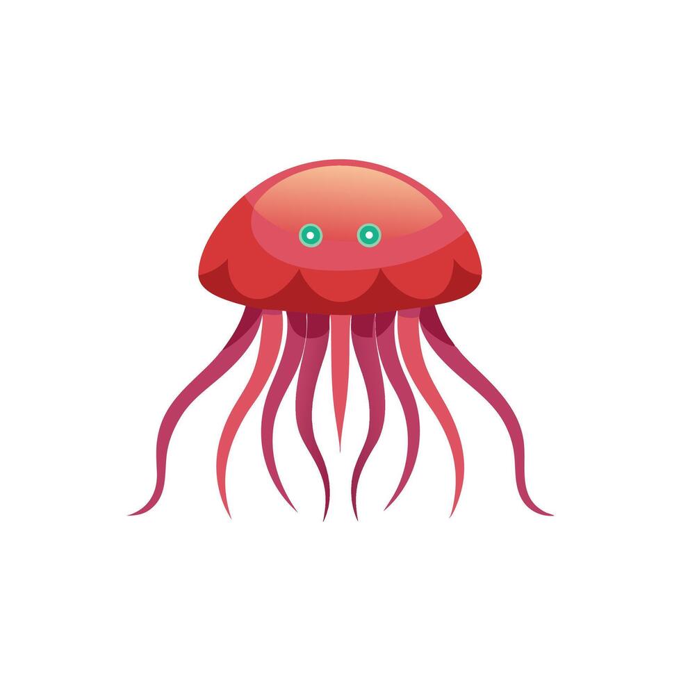 Granrojo Jellyfish under water animal isolated flat illustration on white background vector