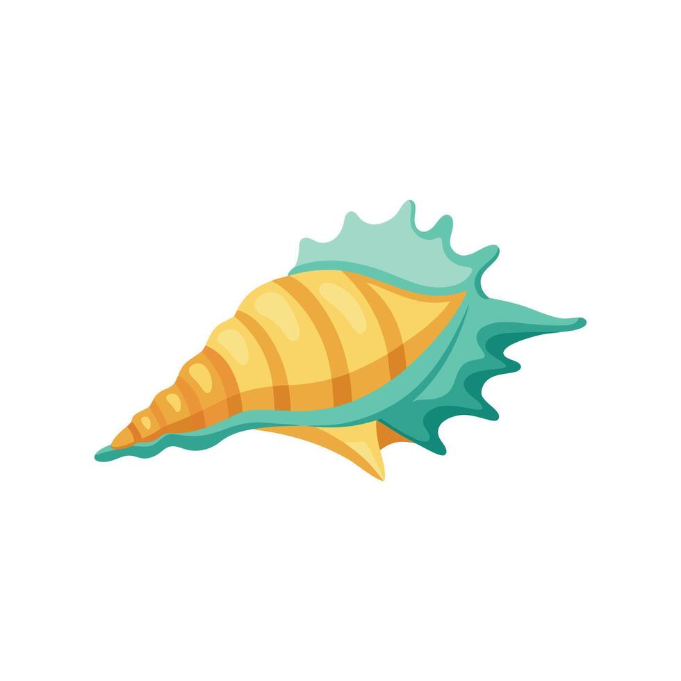 Conch under water animal isolated flat illustration on white background. vector