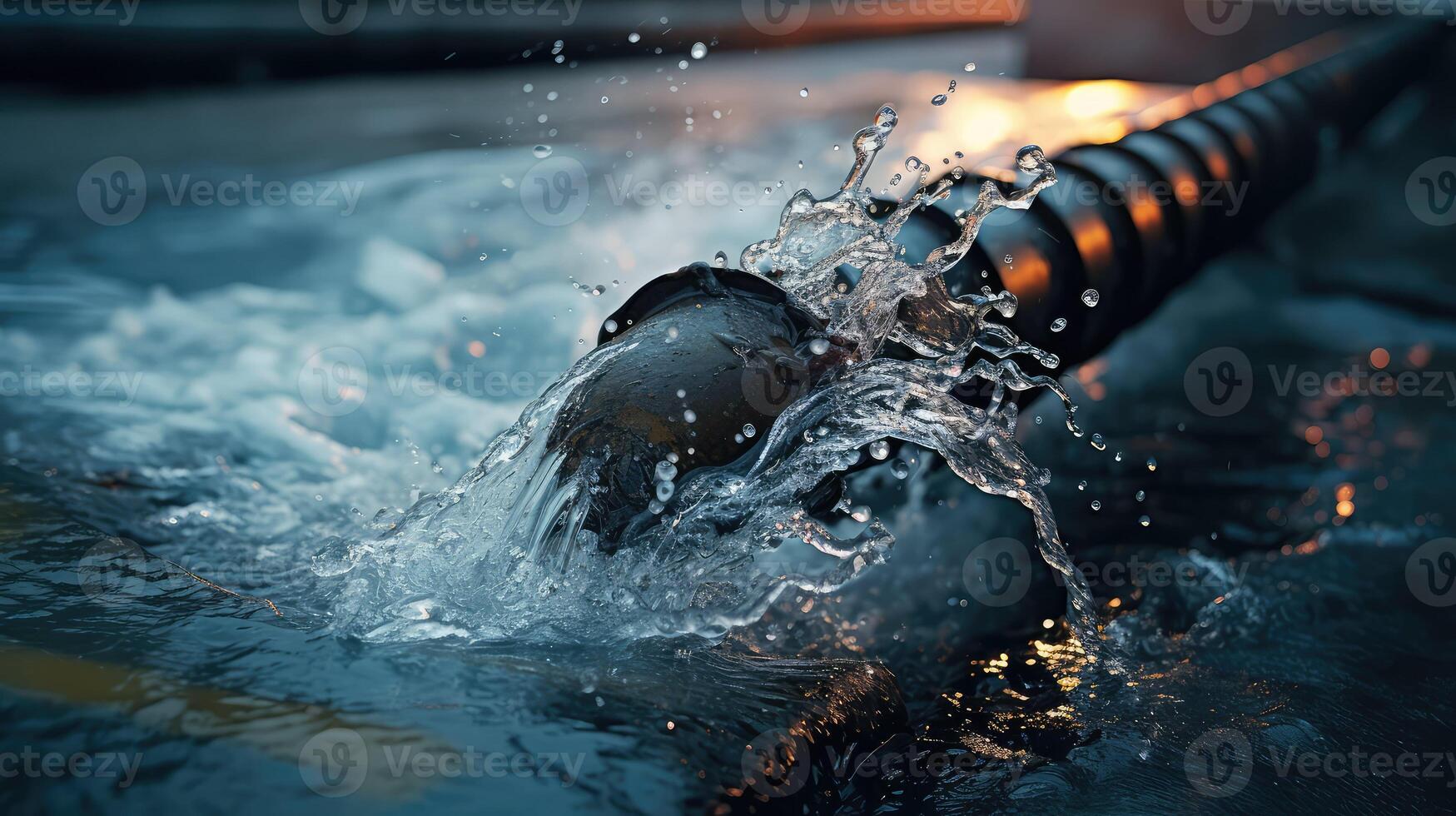 uncontrollable pipe flowing water photo