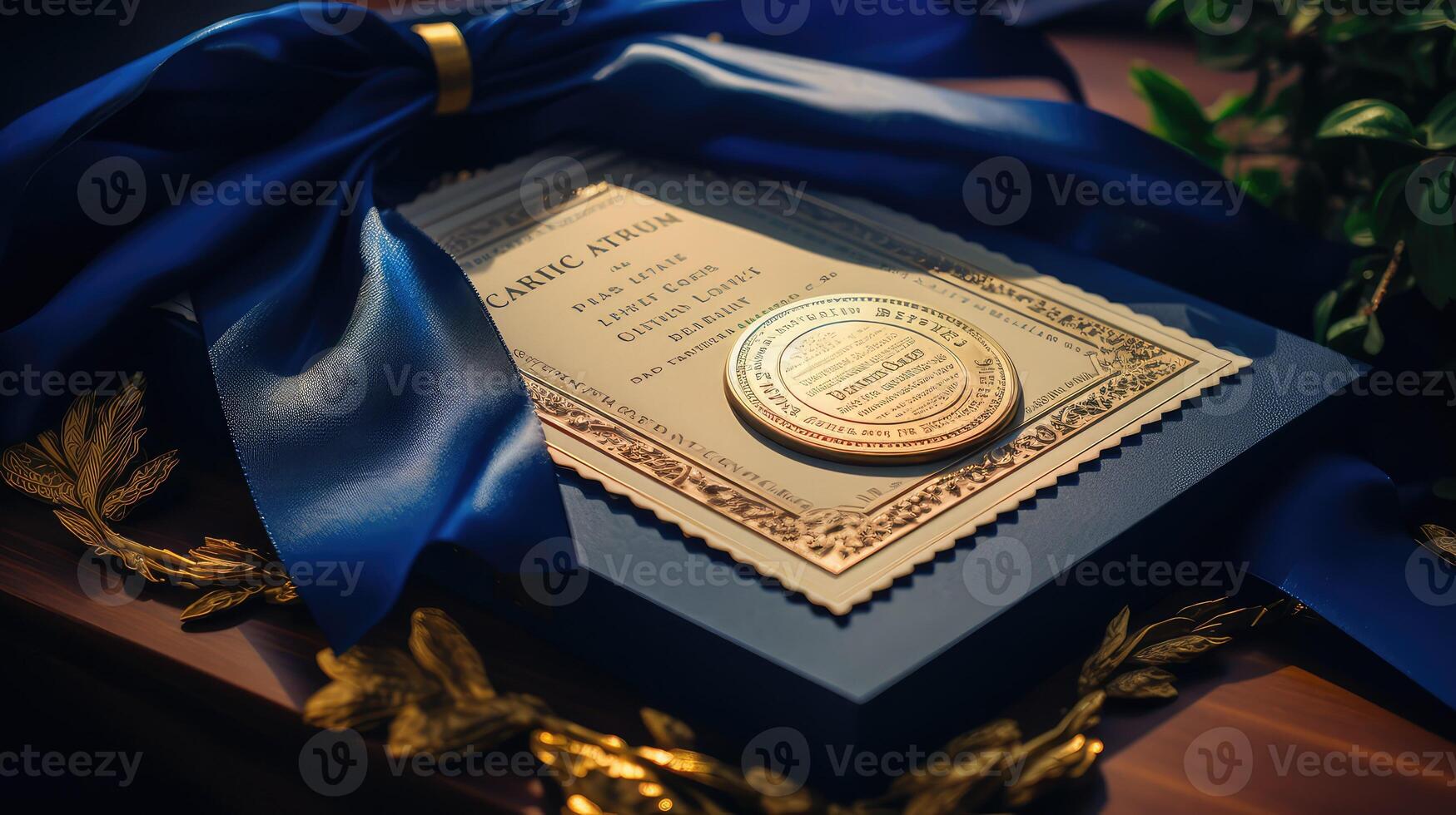 authenticity blue and gold certificate photo