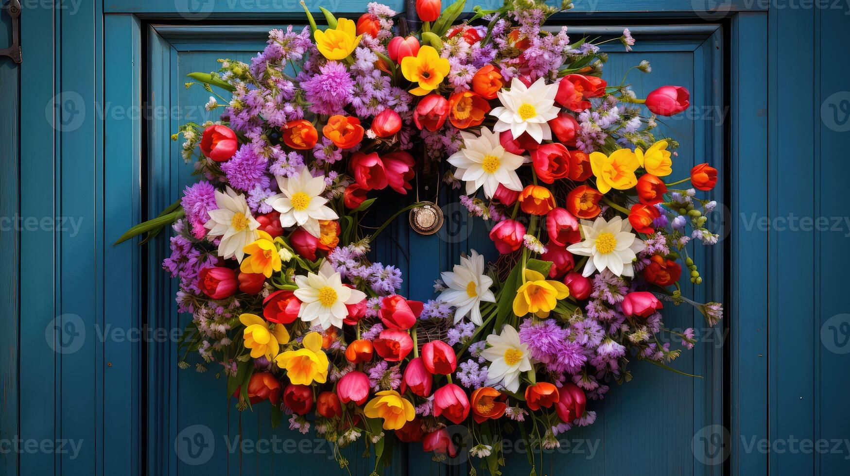 daffodils spring wreath photo