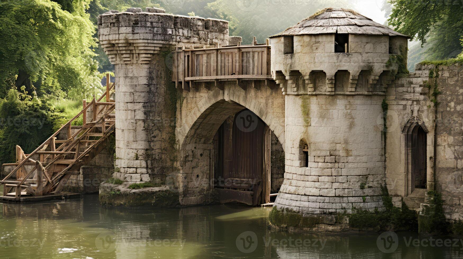 drawbridge medieval wall photo