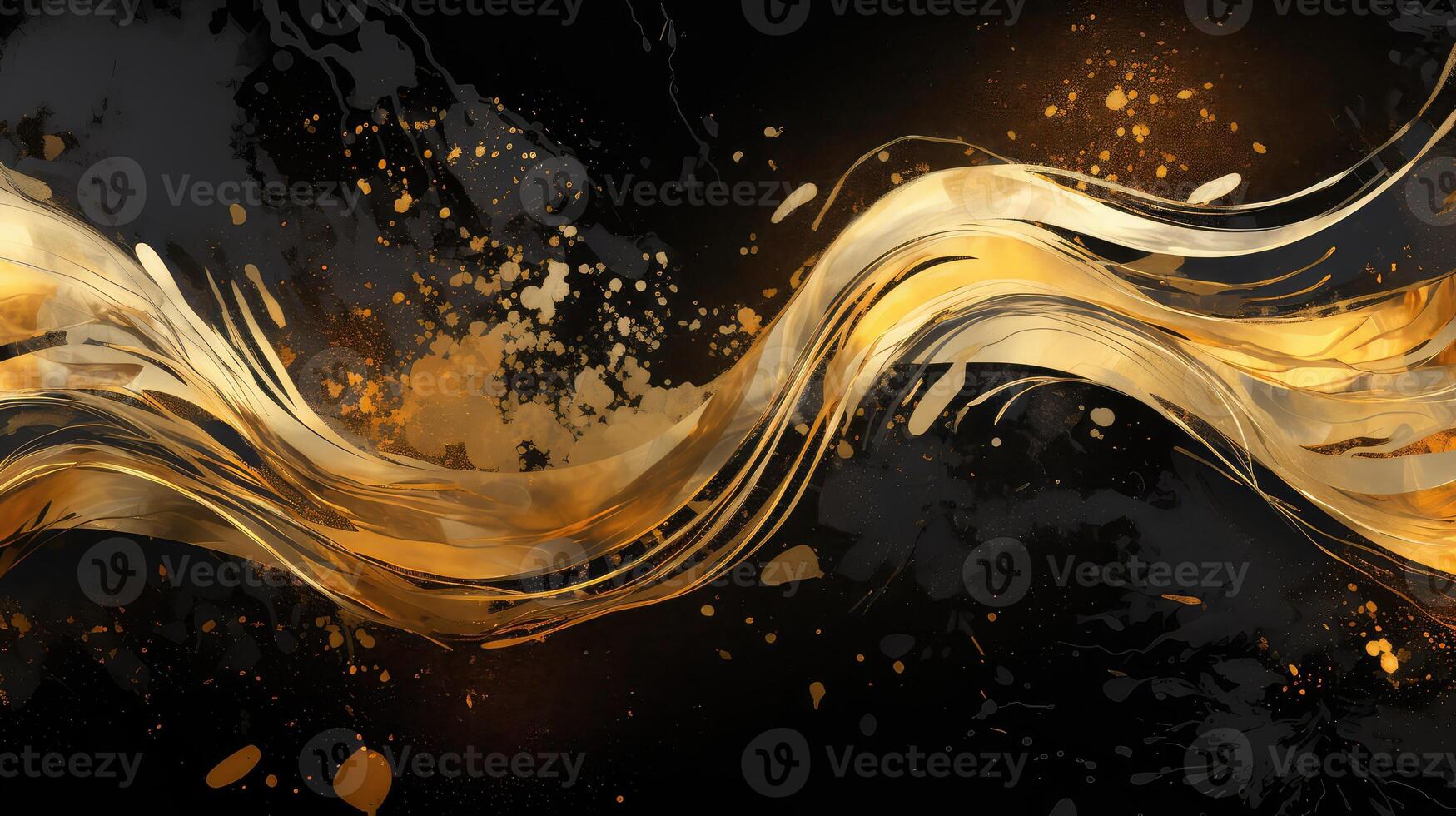 painting black and gold abstract photo