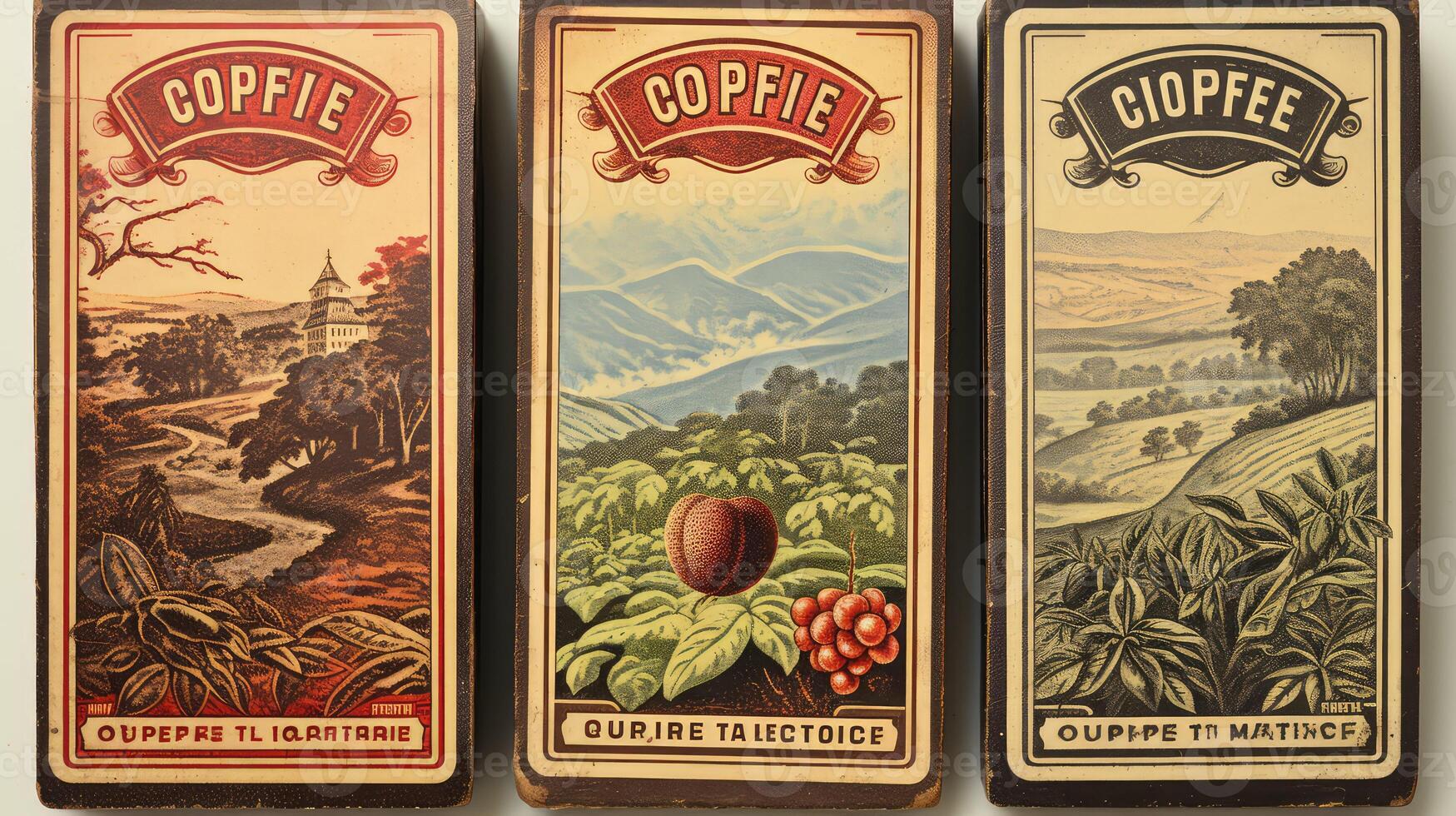 worn vintage coffee labels photo