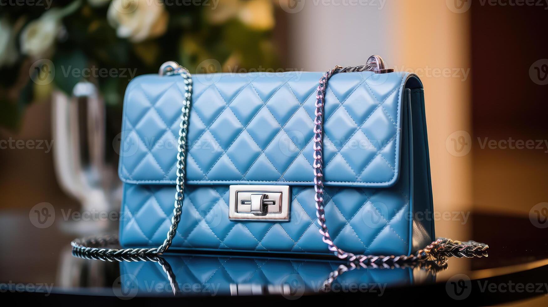 silver blue purse photo
