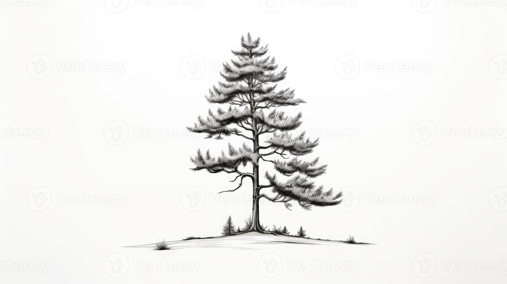 sketch hand drawn pine trees photo