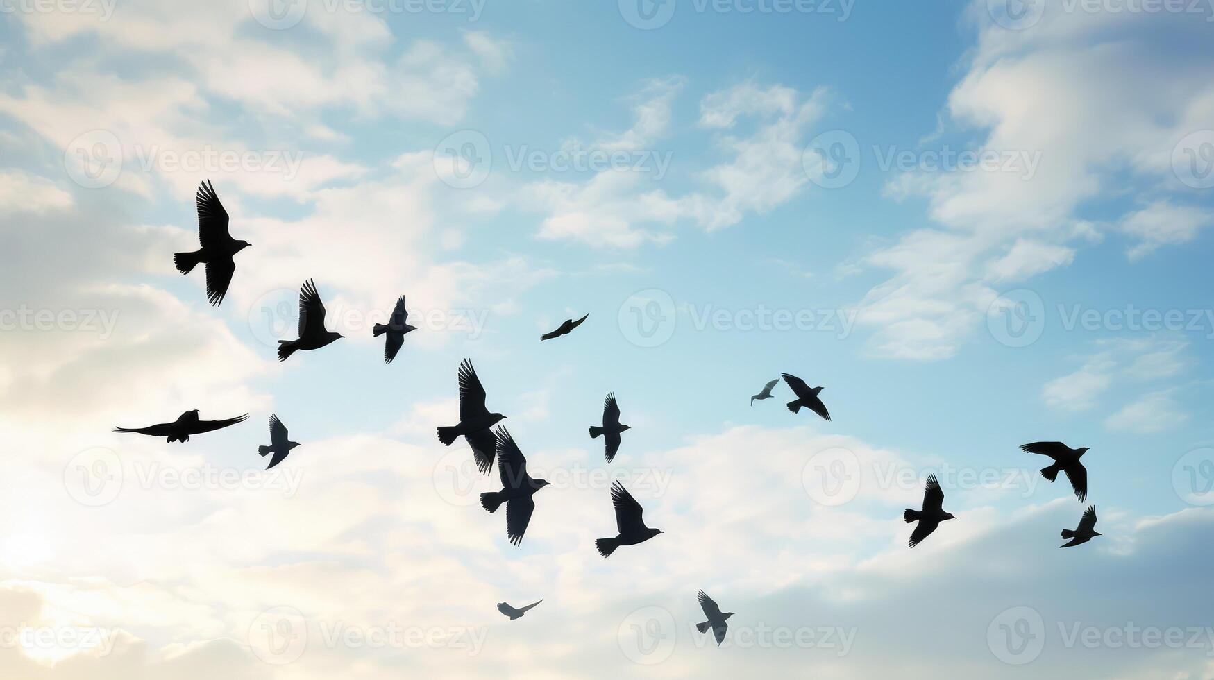 flock black bird silhouette photo
