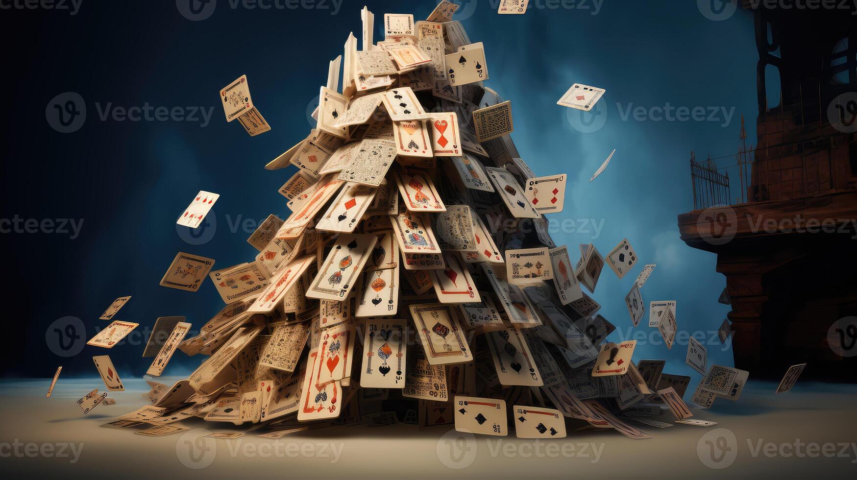 balance falling house of cards photo