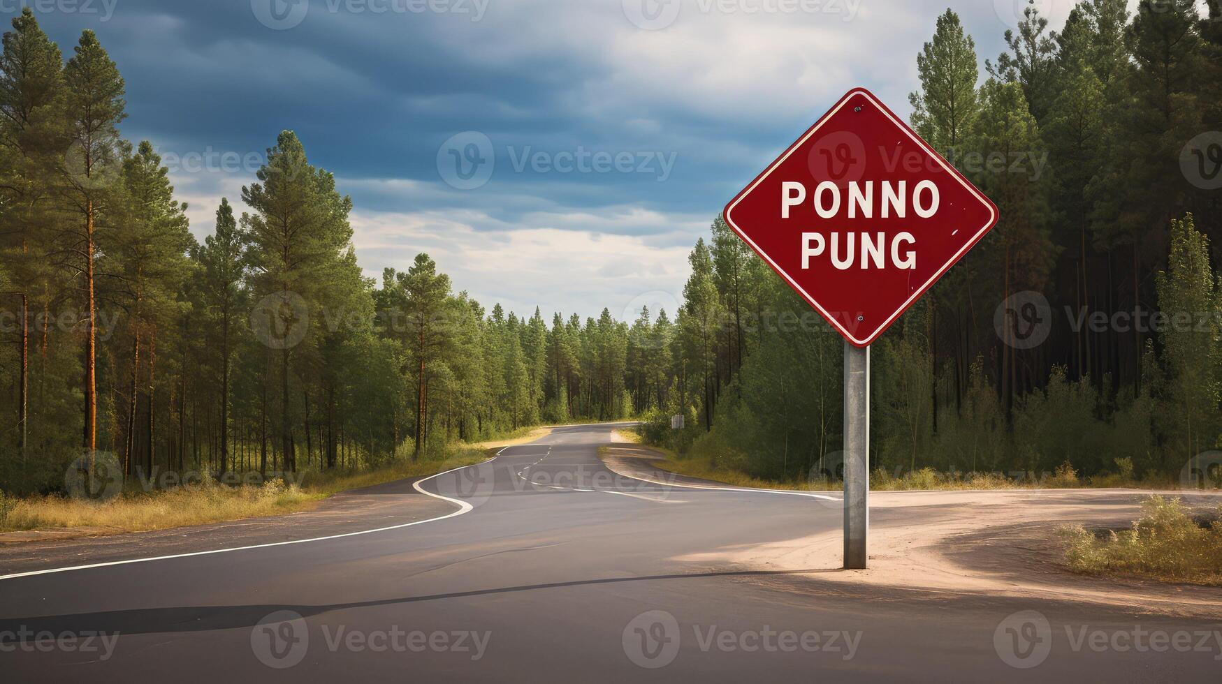 bold road sign turning point photo