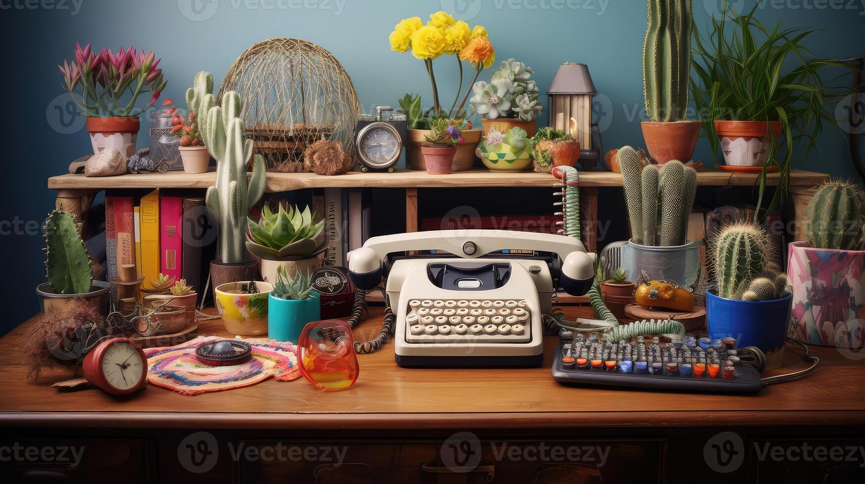 eclectic desk decor photo