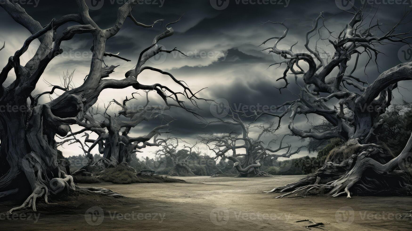 eerie haunted trees photo