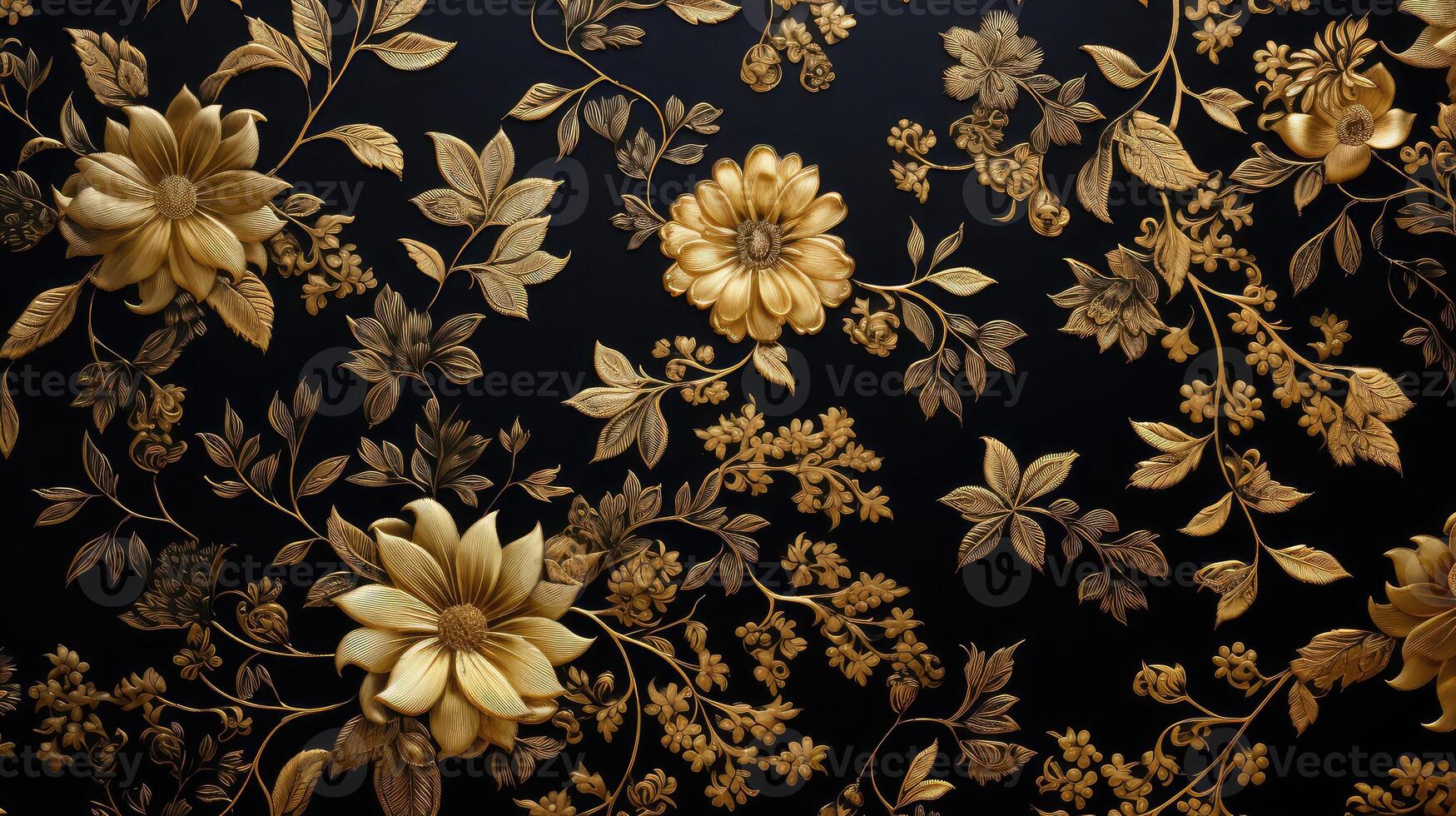 shimmering black and gold floral photo