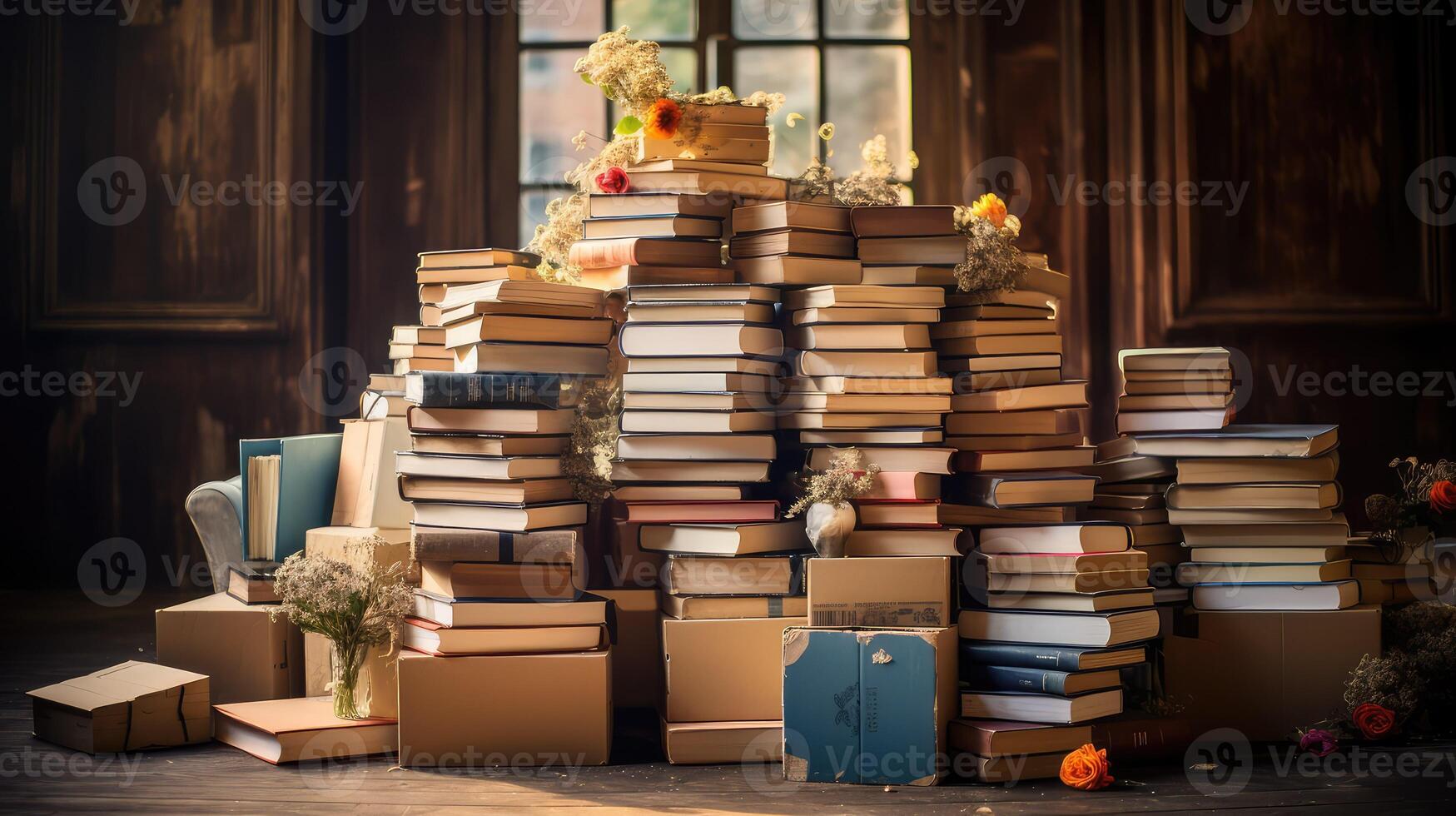 reading box of books photo